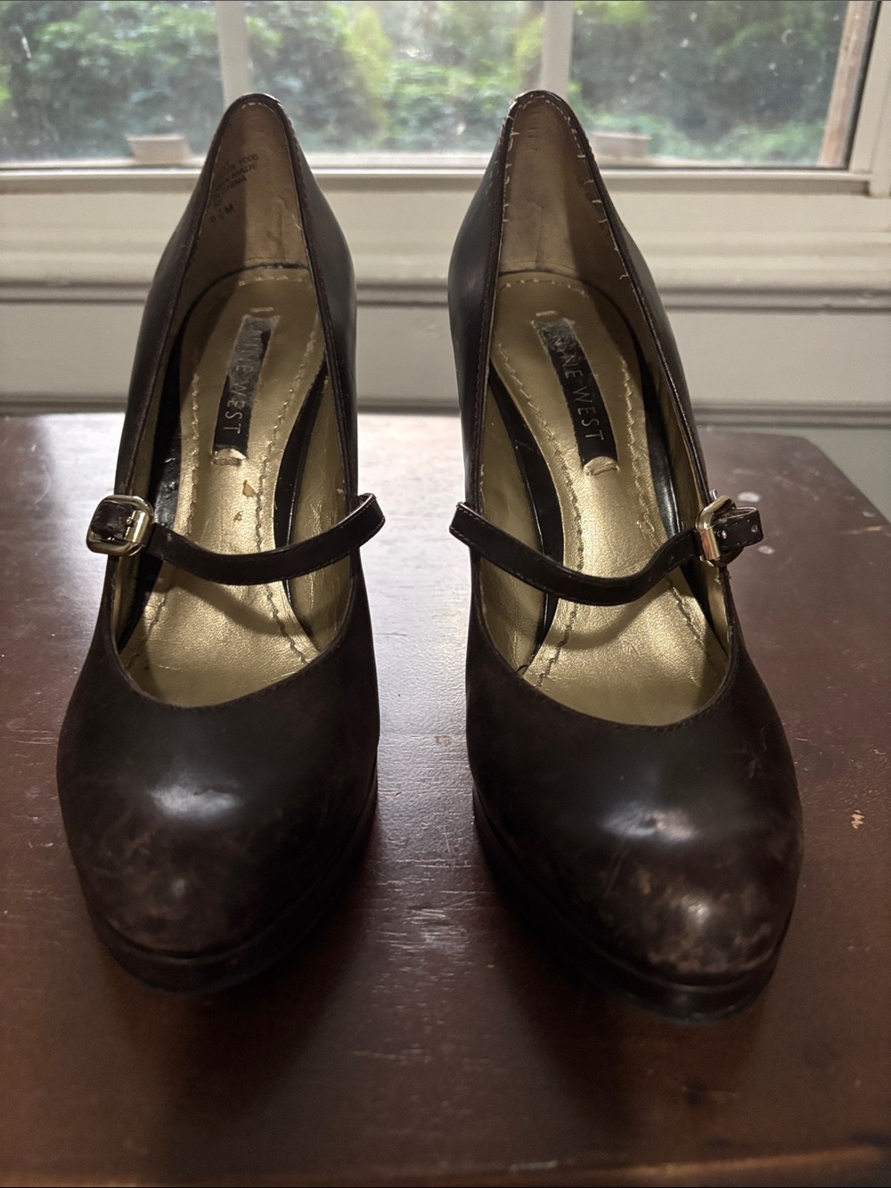 Nine West Dark Brown Mary Jane Heels with Buckle Strap